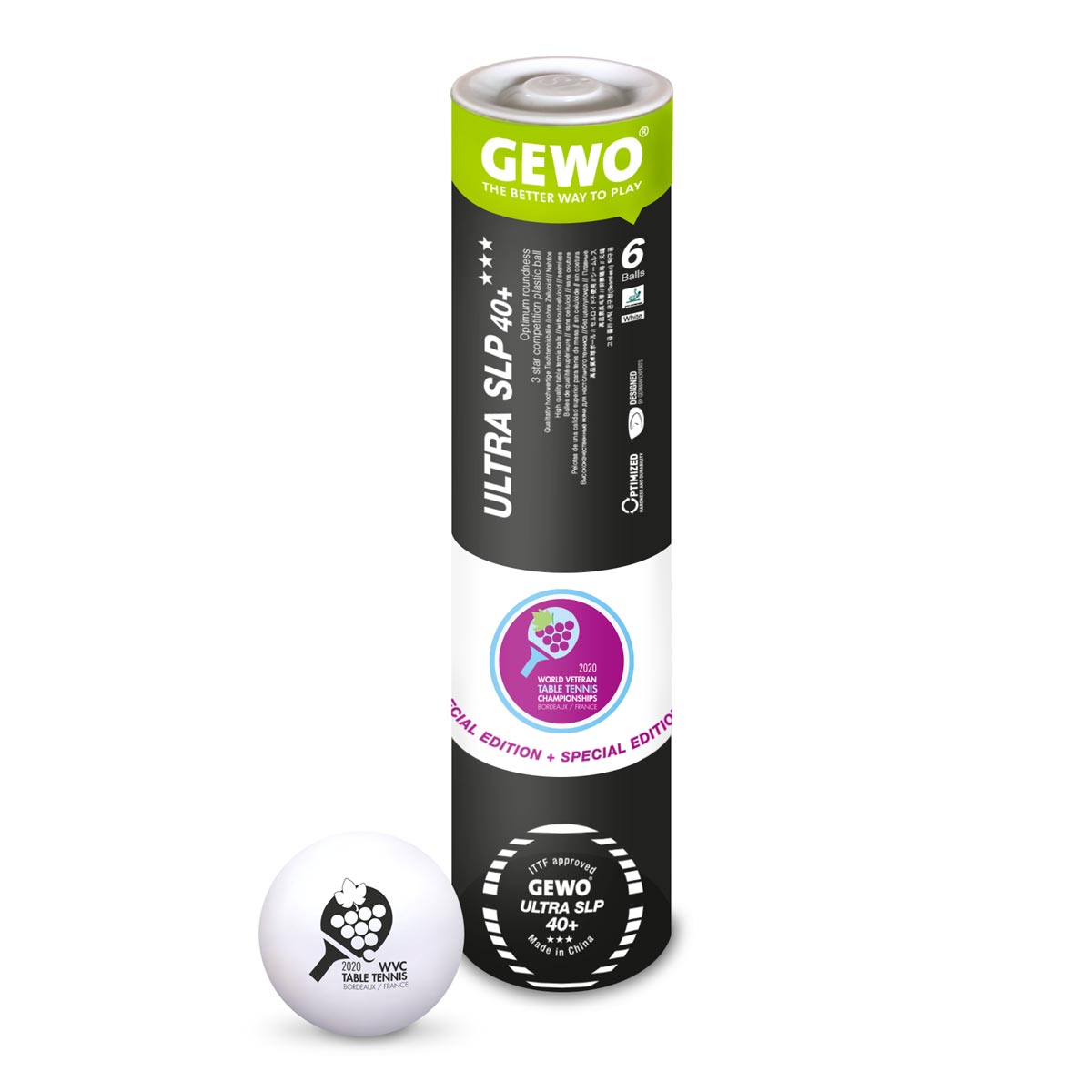 GEWO Ball Ultra SLP 40+ *** WVC2020 Version 6er Tube  weiß