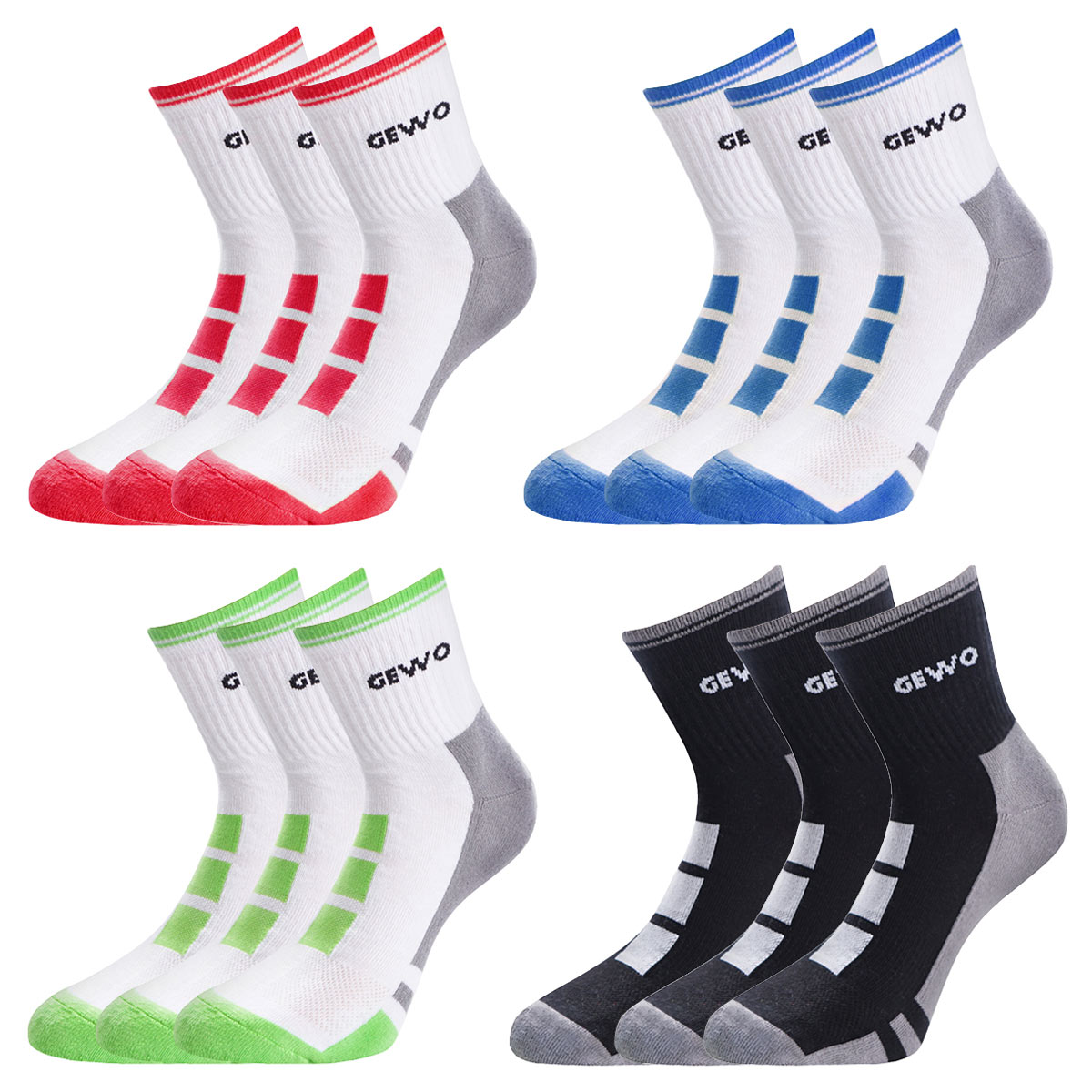 GEWO Set 3x Socks Step Flex II (one colour) white/red 45-47