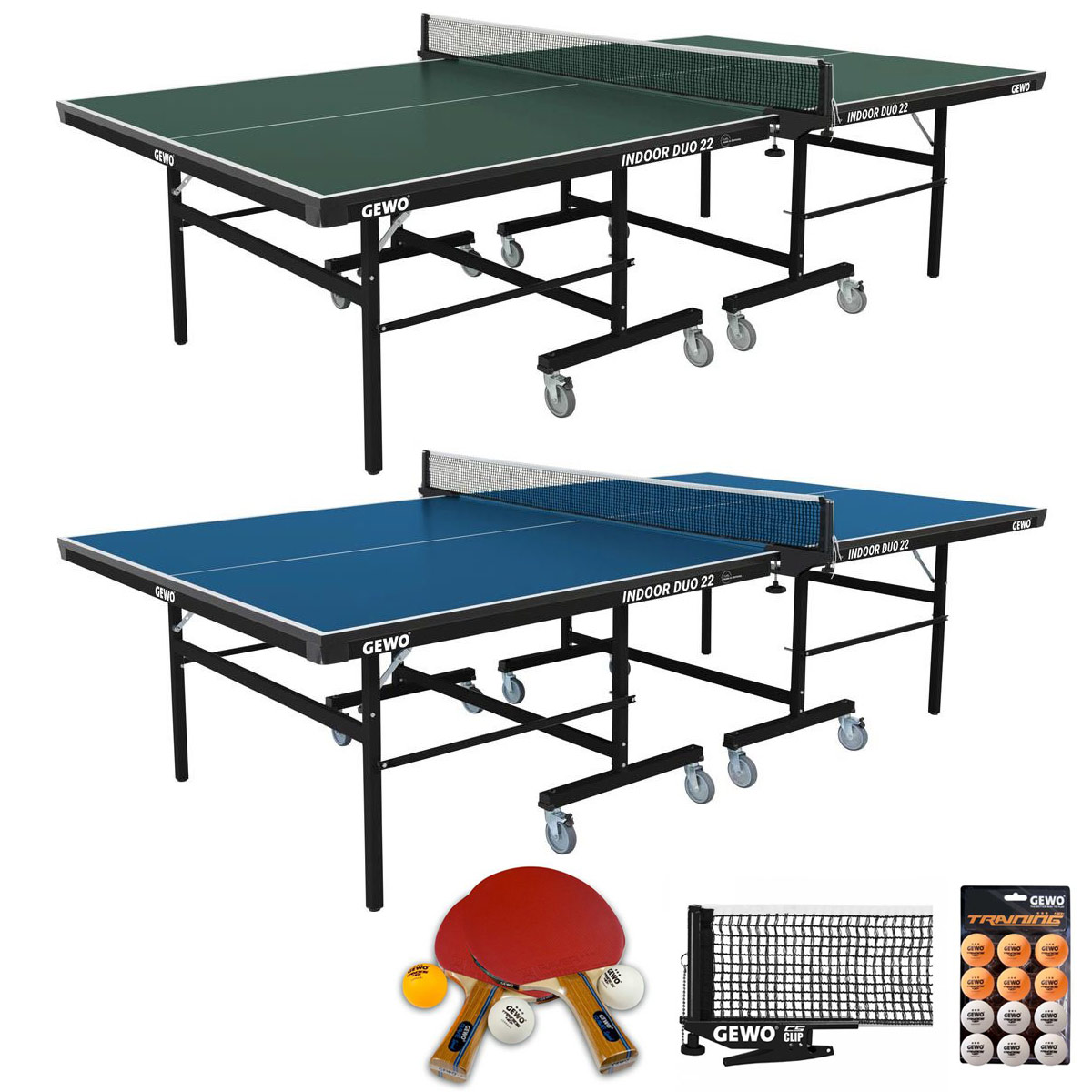 GEWO Set Table Indoor Duo+ Set Rave Speed+Net CS Clip+12er Trainingsball white/orange