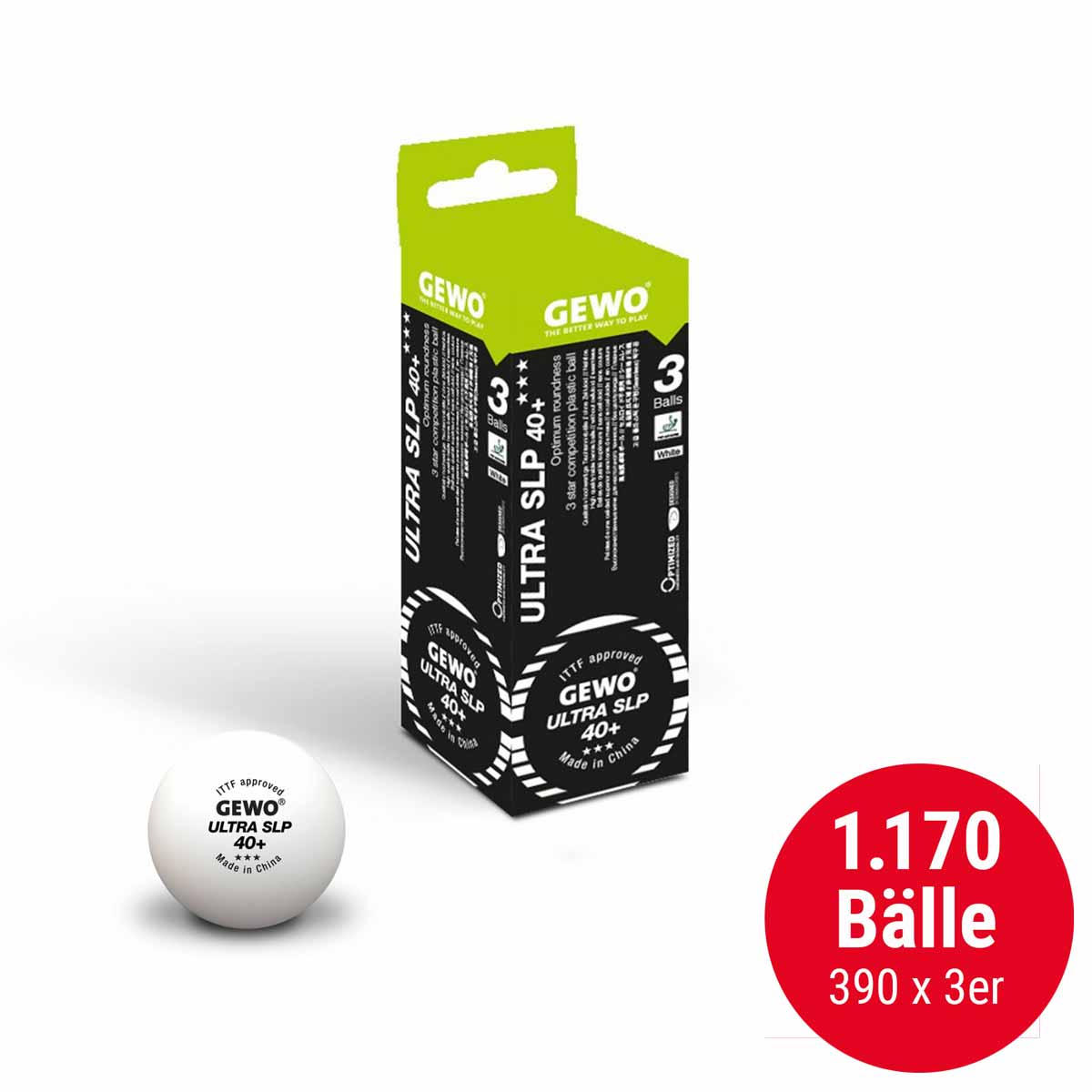 GEWO Ball Ultra SLP 40+ *** 390 x 3er weiß
