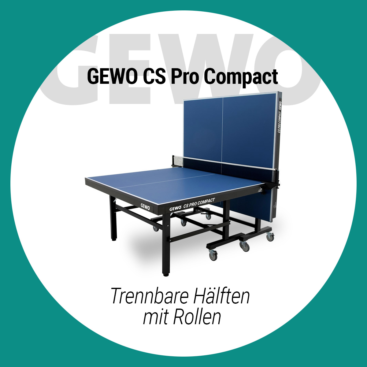 GEWO CS Pro Compact mit dem Text Trennbare Hälften mit Rollen