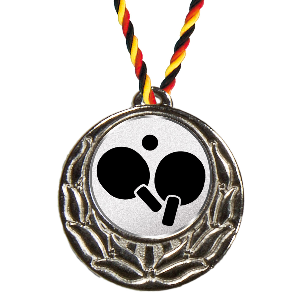 Medal Rose with emblem and cord 40mm silver