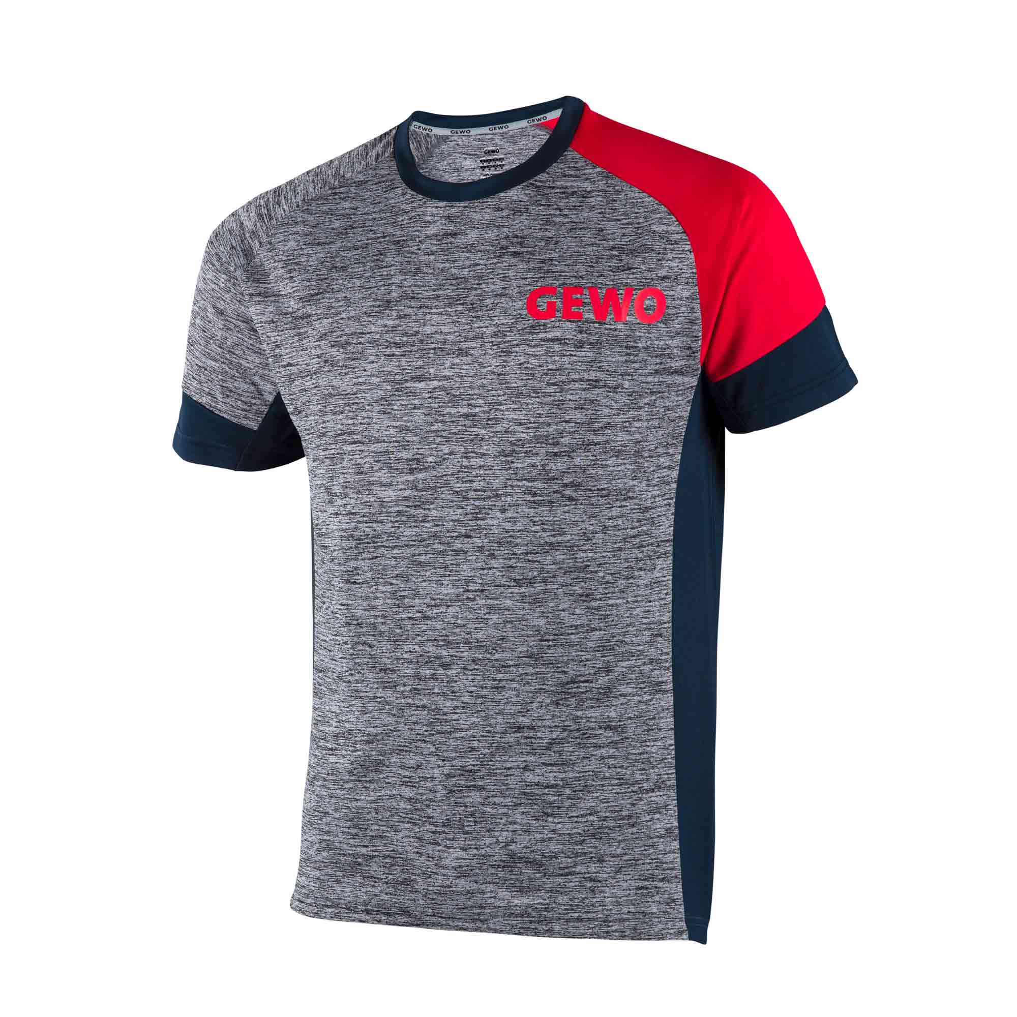 GEWO T-Shirt Pesaro grau melange/rot XXXXL