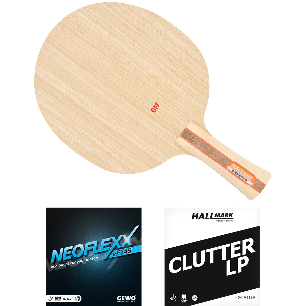 HALLMARK Schläger: Holz Combination mit GEWO Neoflexx eFT45 + Clutter-LP  konkav