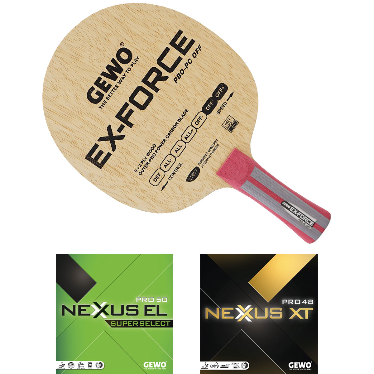 GEWO Bat: Blade Ex-Force PBO-PC  with Nexxus EL Pro50SupSel + Nexxus XT Pro48