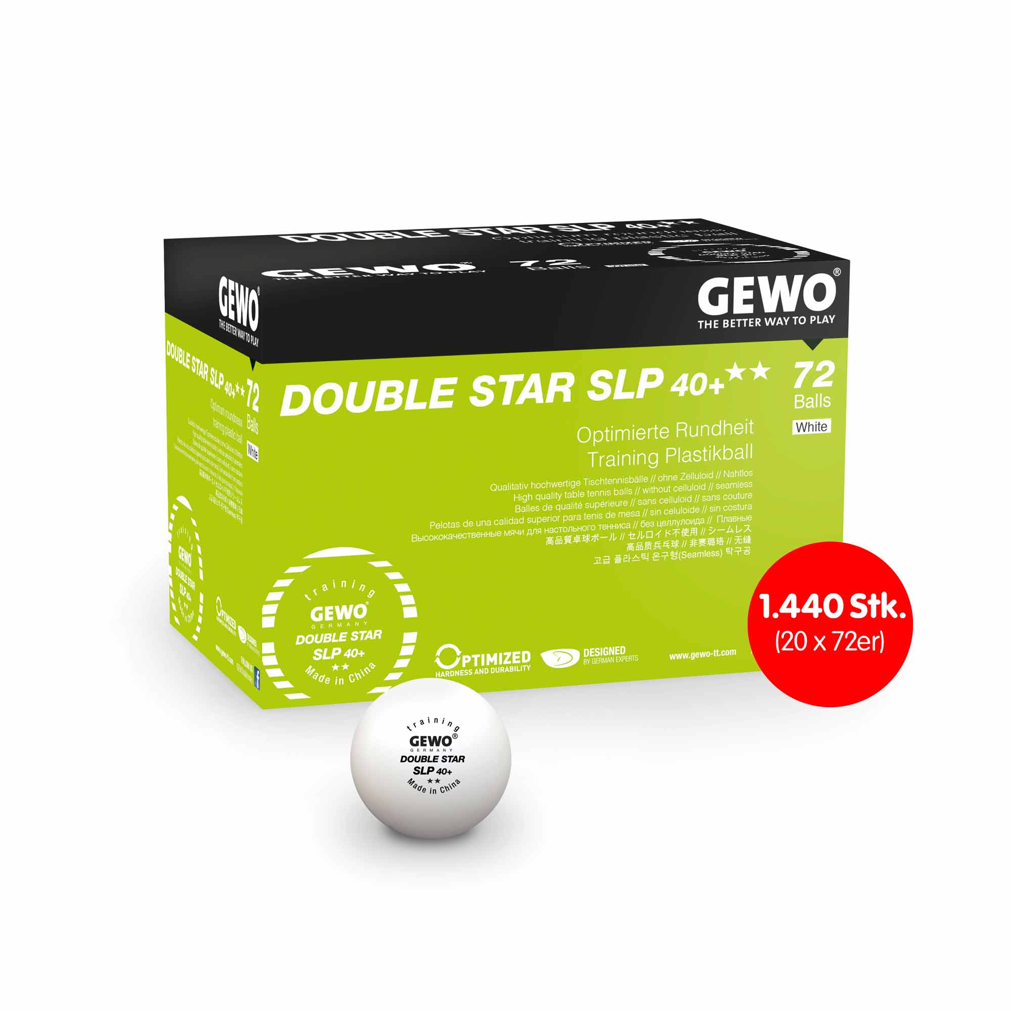 GEWO Ball Double Star SLP40+ 1440 pcs (20x 72er)  white