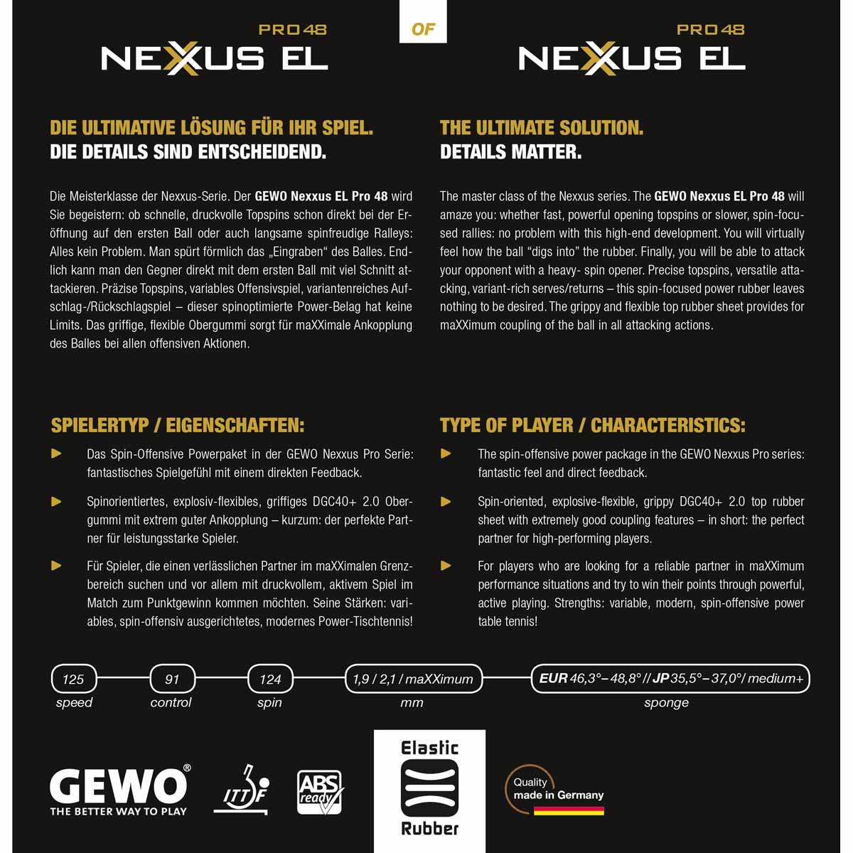 GEWO Belag Nexxus EL Pro 48 schwarz 2,1 mm