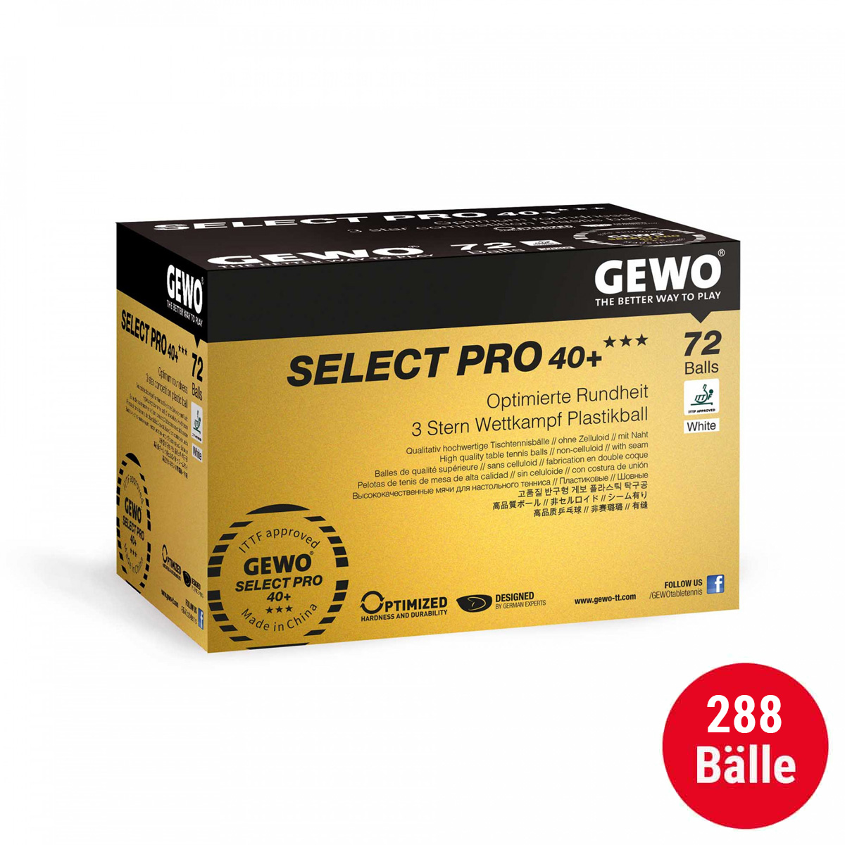 GEWO Set 4x Ball Select Pro 40+ *** 72er weiß
